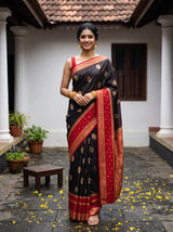 MIMOSA Chocolate Mysore Silk Crepe Saree — AI model lifestyle pose