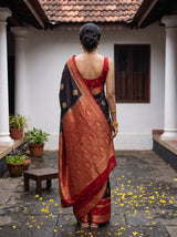 MIMOSA Chocolate Mysore Silk Crepe Saree — Saree shot with pallu and body detail