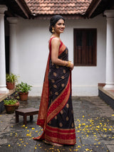 MIMOSA Chocolate Mysore Silk Crepe Saree — pose 3 styling detail