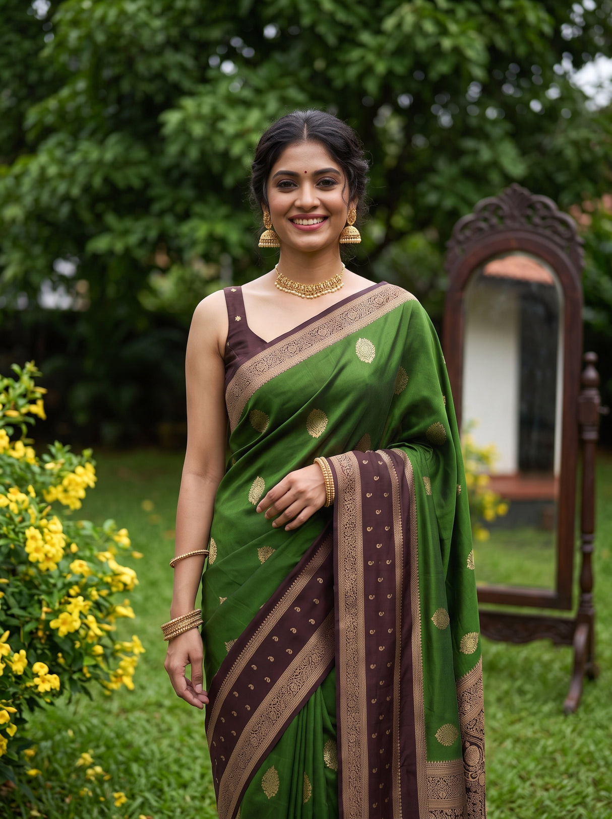 MIMOSA Green Saree Saree — pose 10 styling detail