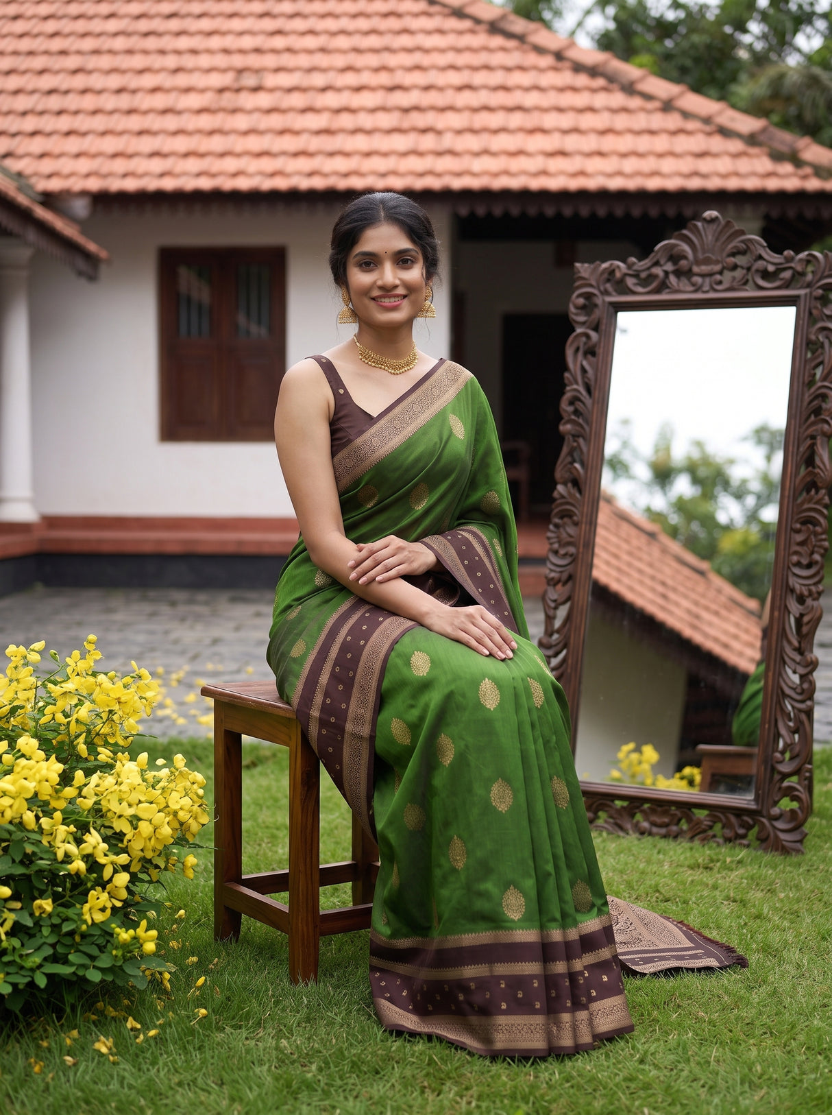 MIMOSA Green Saree Saree — pose 8 styling detail