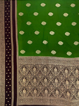 MIMOSA Green Saree Saree — pallu and zari work detail