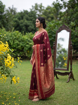 MIMOSA Maroon Saree Saree — pose 3 styling detail