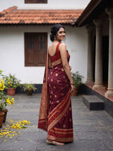 MIMOSA Maroon Saree Saree — pose 5 styling detail