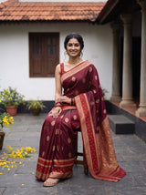 MIMOSA Maroon Saree Saree — pose 8 styling detail