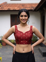 MIMOSA Maroon Saree Saree — blouse close-up