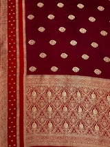 MIMOSA Maroon Saree Saree — pallu and zari work detail
