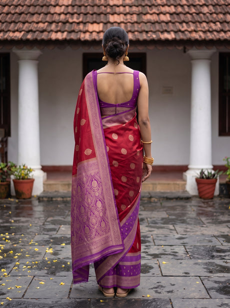 MIMOSA Red Saree Saree — pose 2 styling detail