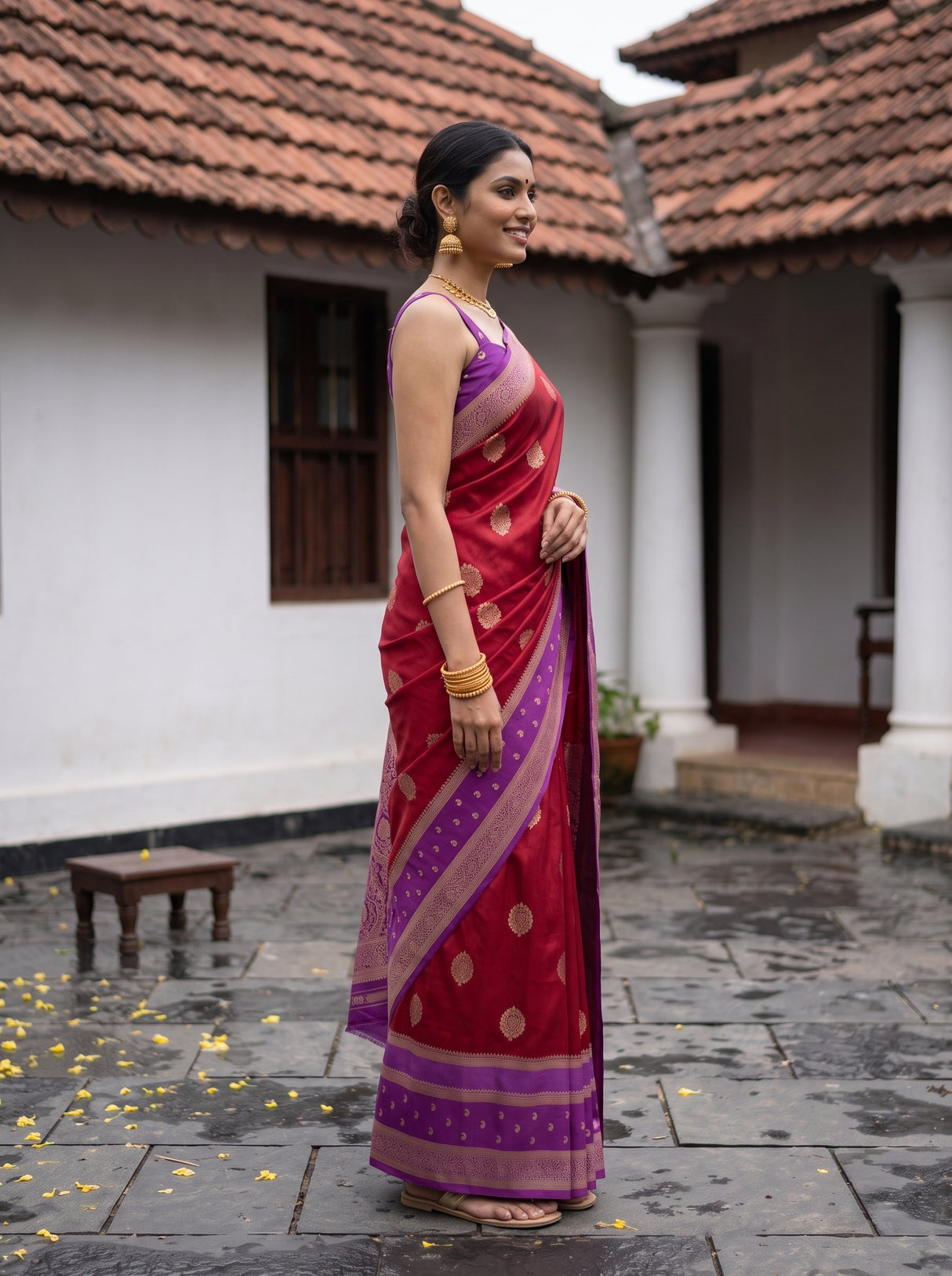 MIMOSA Red Saree Saree — pose 3 styling detail