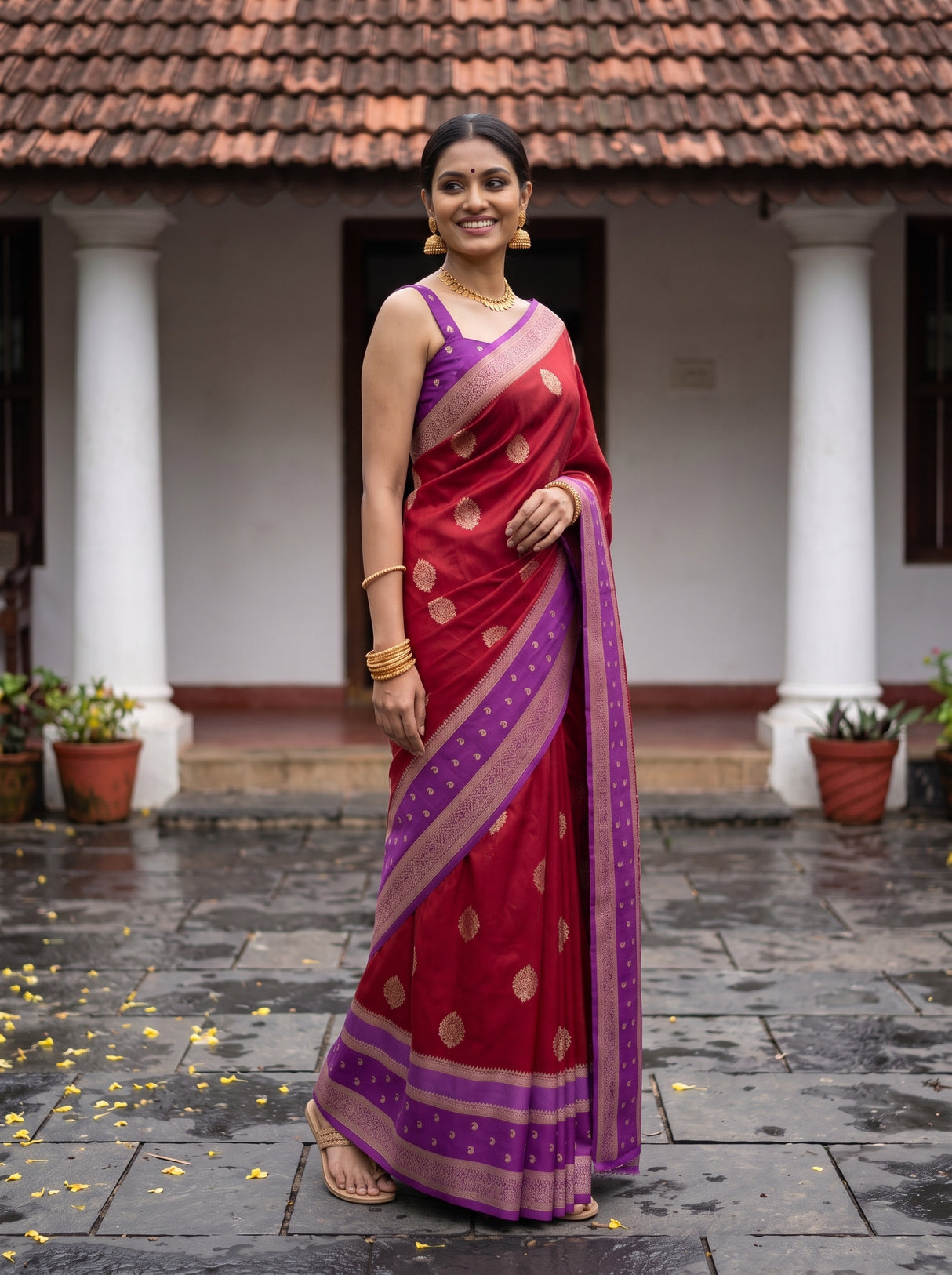 MIMOSA Red Saree Saree — pose 5 styling detail