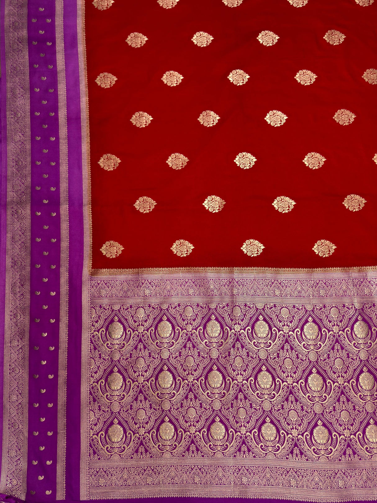 MIMOSA Red Saree Saree — pallu and zari work detail