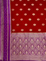 MIMOSA Red Saree Saree — pallu and zari work detail