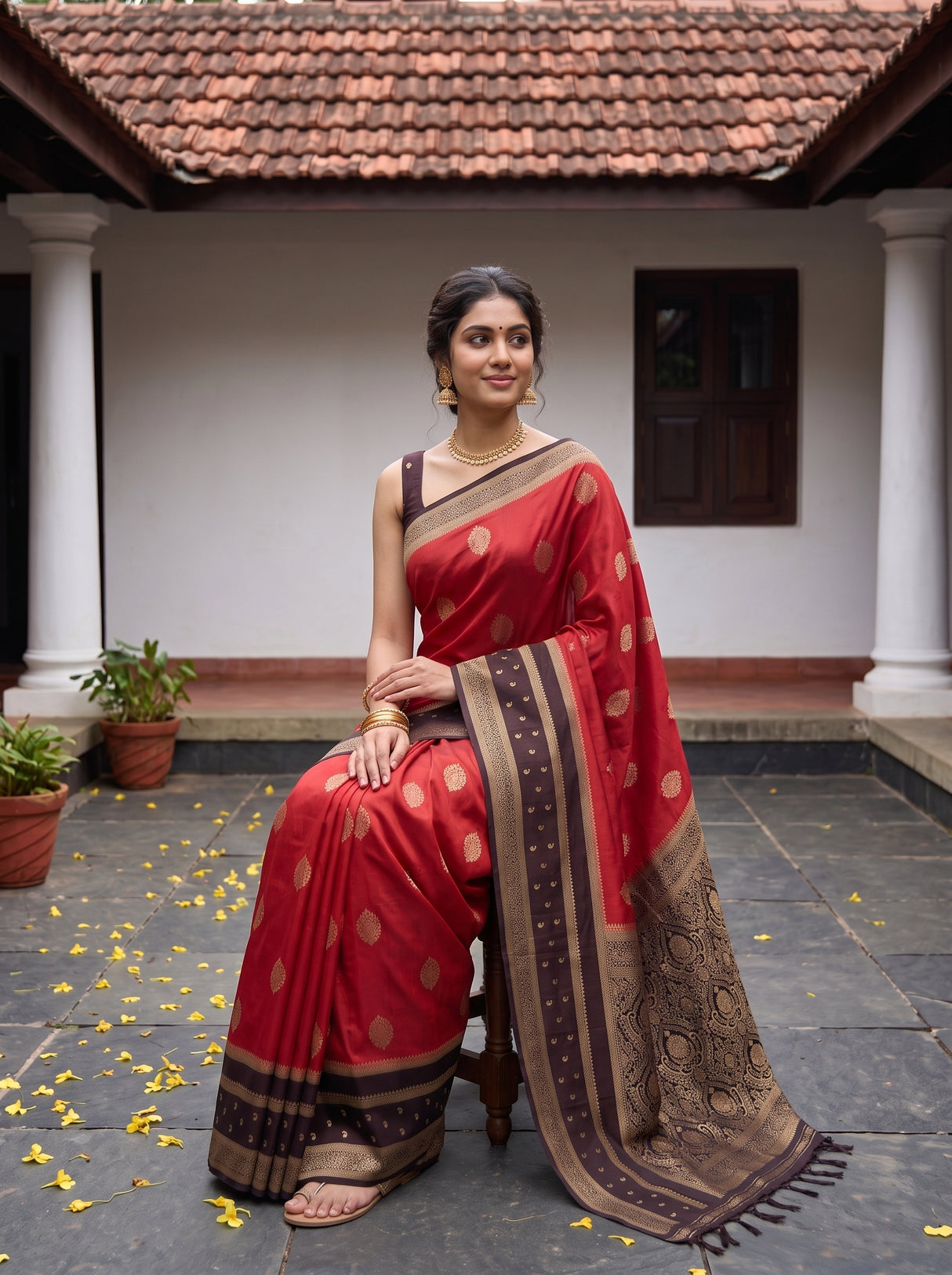 MIMOSA Rust Saree Saree — pose 8 styling detail