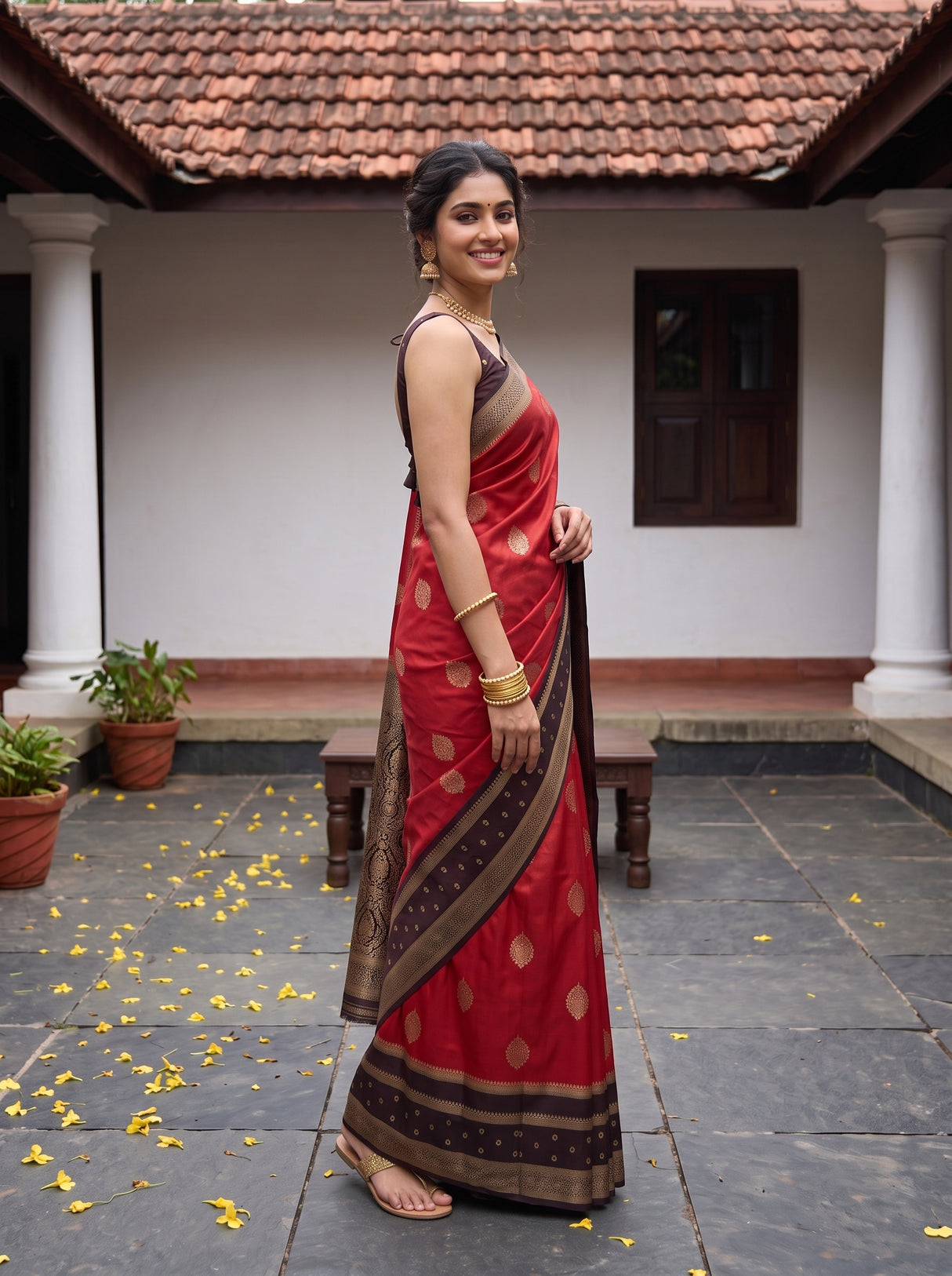 MIMOSA Rust Saree Saree — pose 9 styling detail