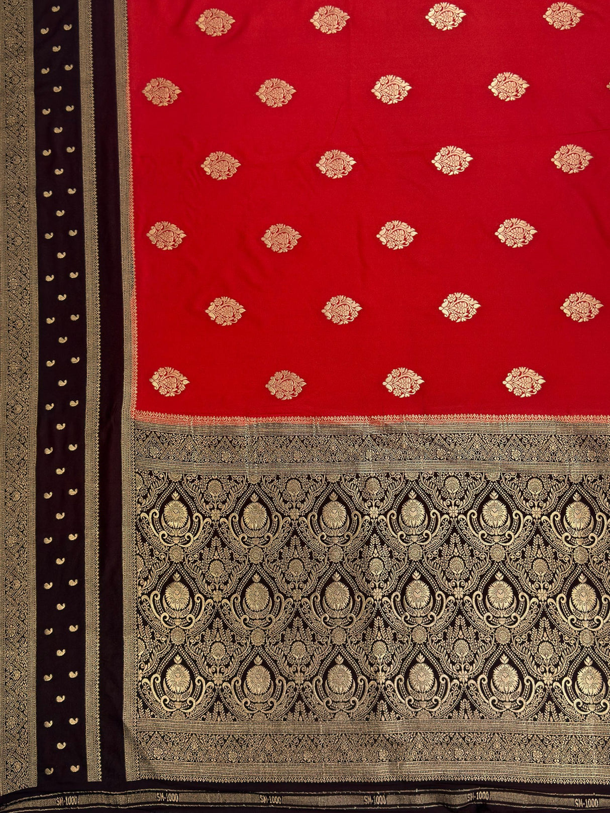 MIMOSA Rust Saree Saree — pallu and zari work detail