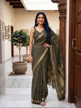 MIMOSA Bottle Green Saree Saree — pose 4 styling detail