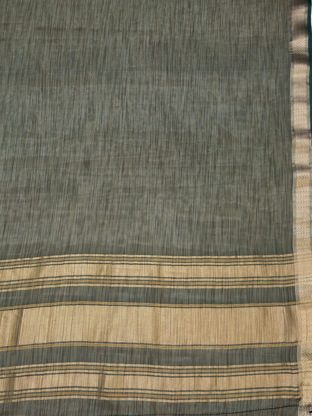MIMOSA Bottle Green Saree Saree — pallu and zari work detail