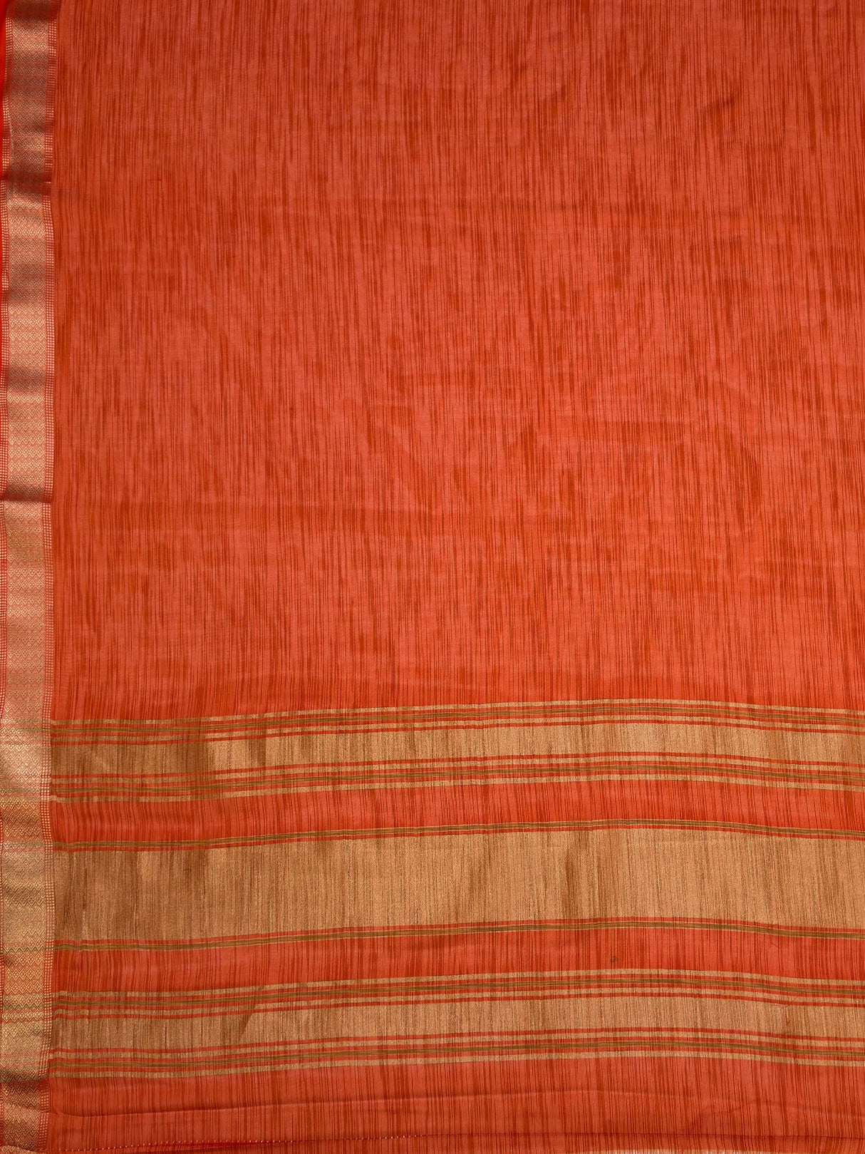 MIMOSA Orange Saree Saree — pallu and zari work detail