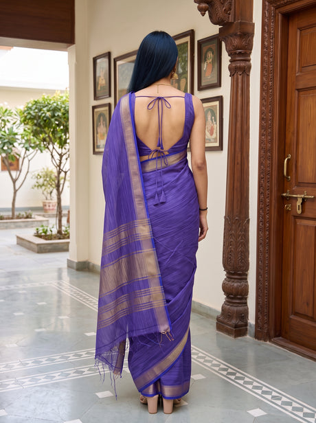 MIMOSA Royal Blue Saree Saree — pose 2 styling detail