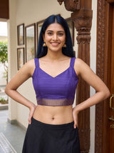 MIMOSA Royal Blue Saree Saree — blouse close-up