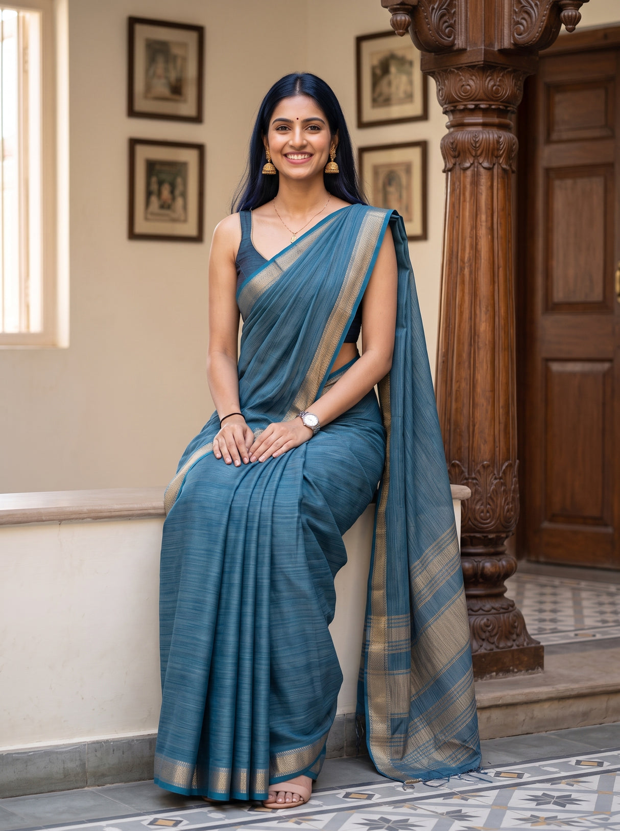 MIMOSA Sapphire Saree Saree — pose 8 styling detail