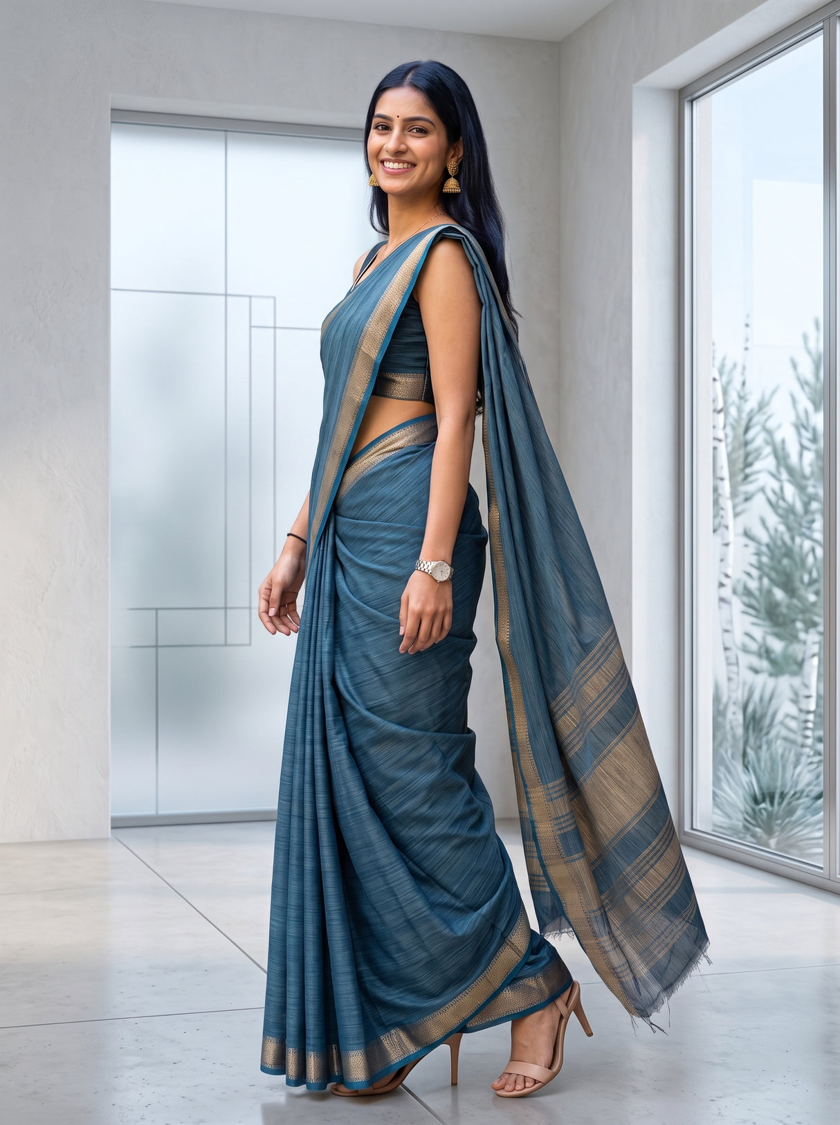 MIMOSA Sapphire Saree Saree — pose 9 styling detail