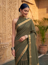 MIMOSA Bottle Green Saree Saree — pose 10 styling detail