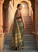MIMOSA Bottle Green Saree Saree — pose 7 styling detail