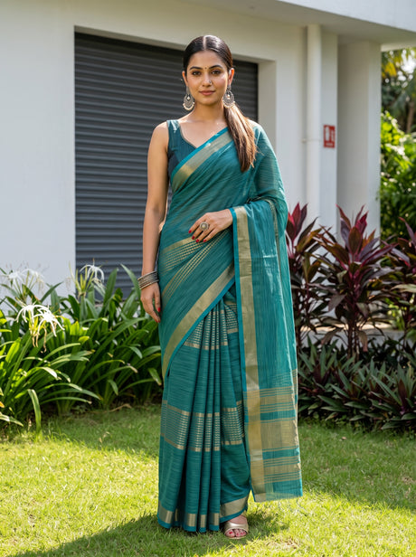 MIMOSA Sapphire Saree Saree — front view on mannequin