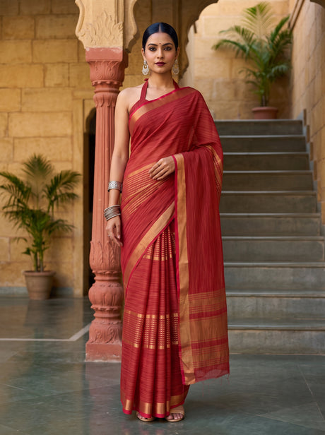 MIMOSA Strawberry Saree Saree — front view on mannequin