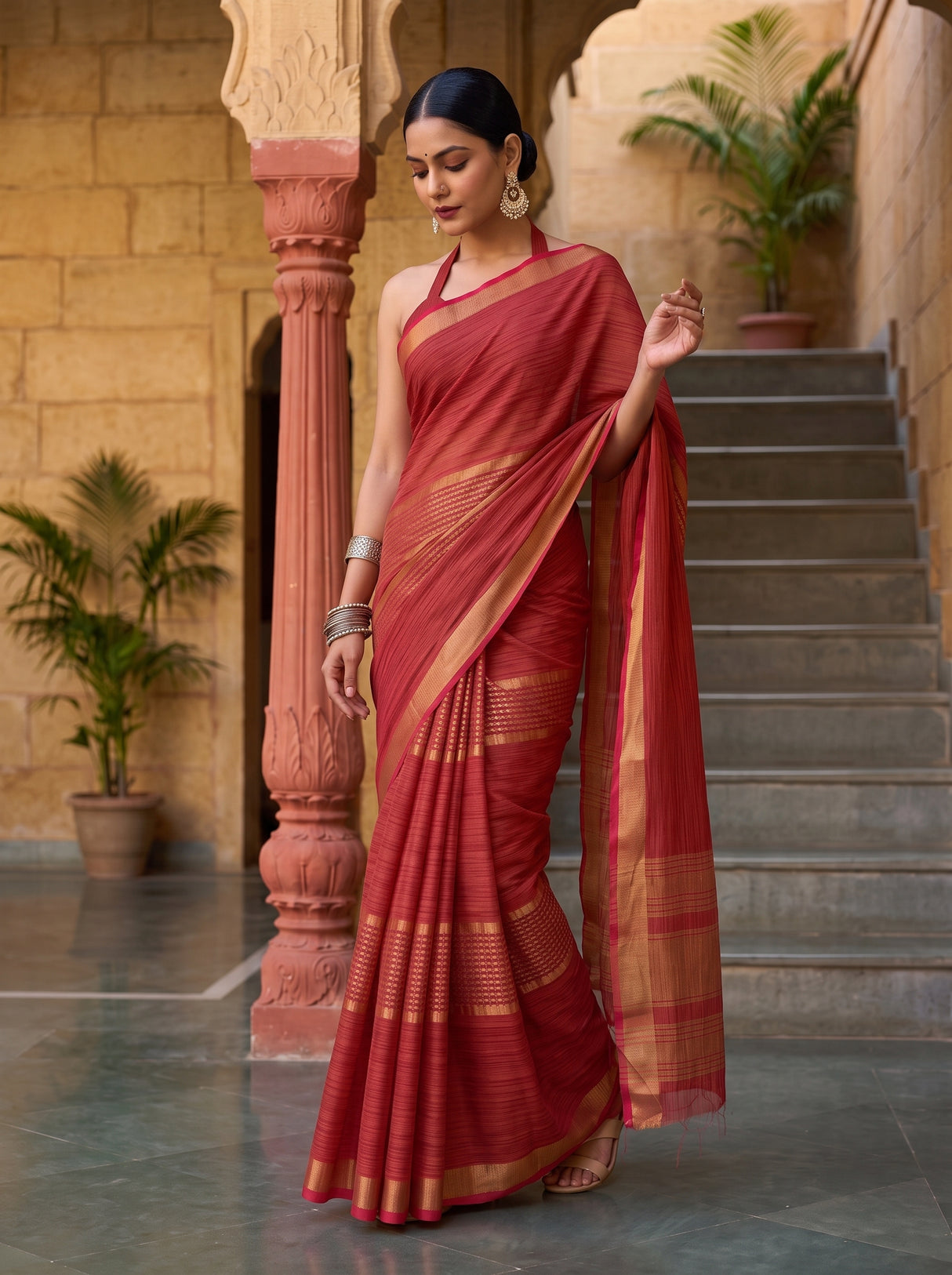 MIMOSA Strawberry Saree Saree — pose 9 styling detail
