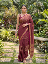 MIMOSA Wine Saree Saree — pose 6 styling detail