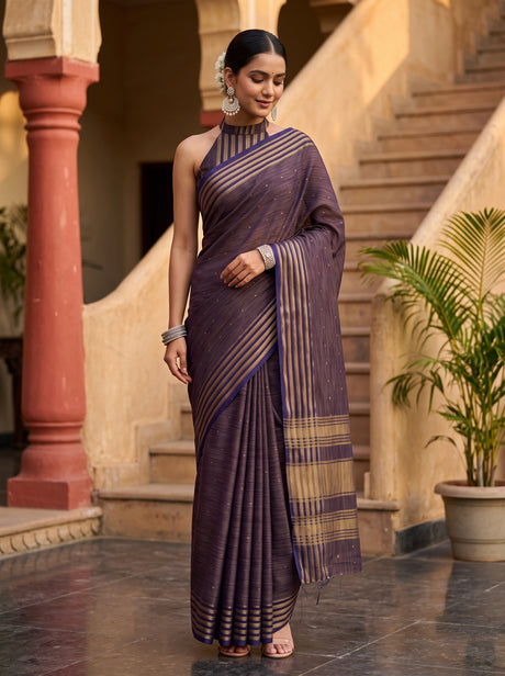 MIMOSA Navy Saree Saree — front view on mannequin