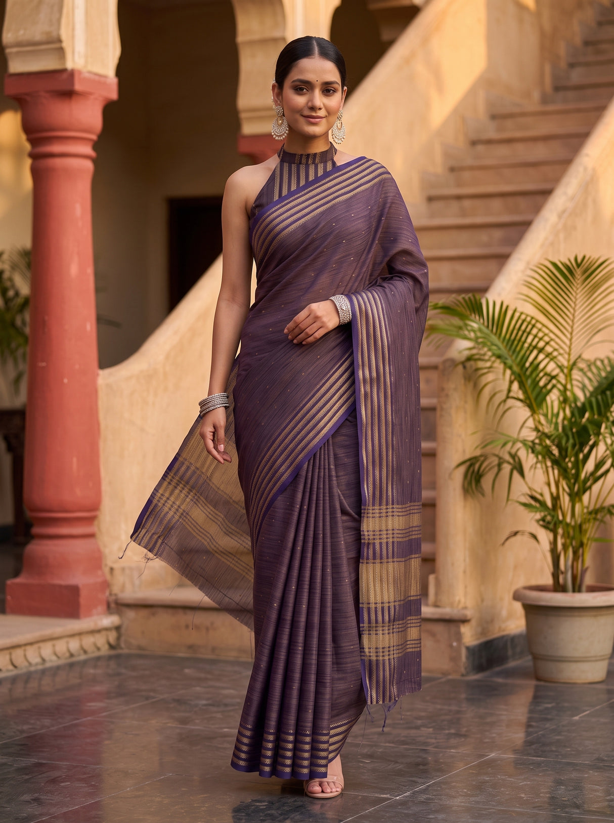 MIMOSA Navy Saree Saree — pose 6 styling detail