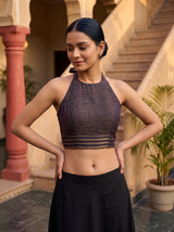 MIMOSA Navy Saree Saree — blouse close-up
