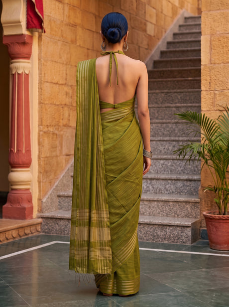MIMOSA Olive Saree Saree — pose 2 styling detail