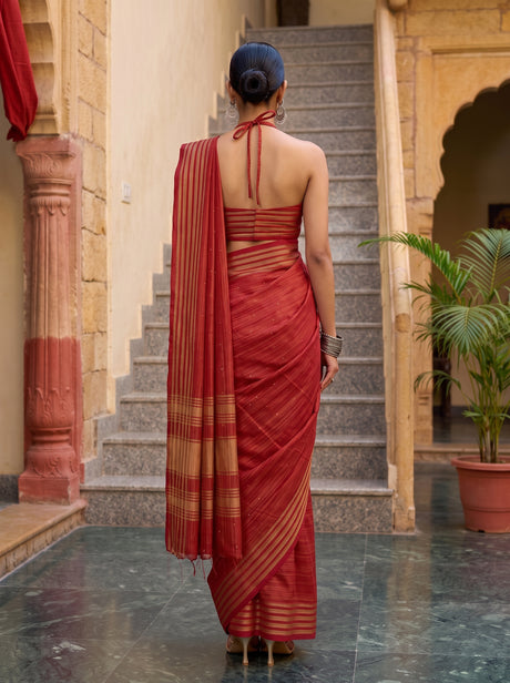 MIMOSA Red Saree Saree — pose 2 styling detail