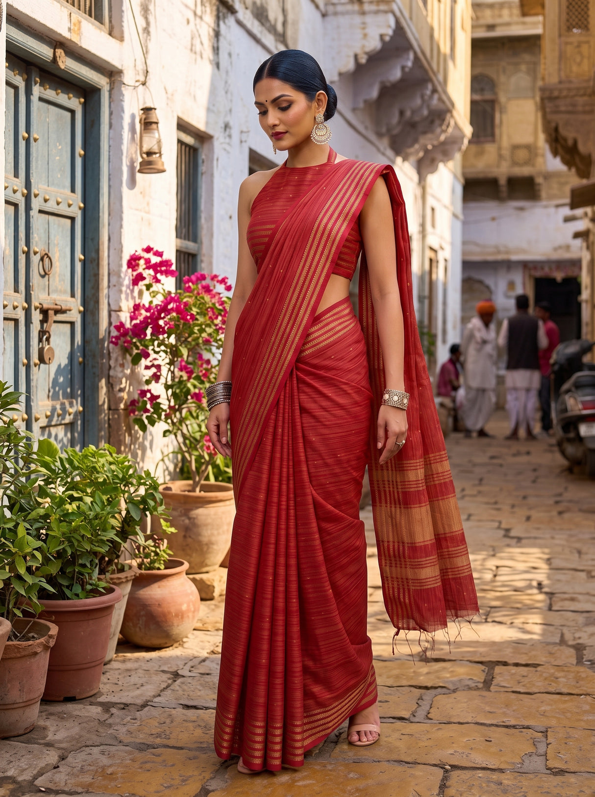 MIMOSA Red Saree Saree — pose 9 styling detail