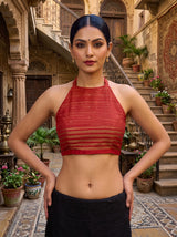 MIMOSA Red Saree Saree — blouse close-up