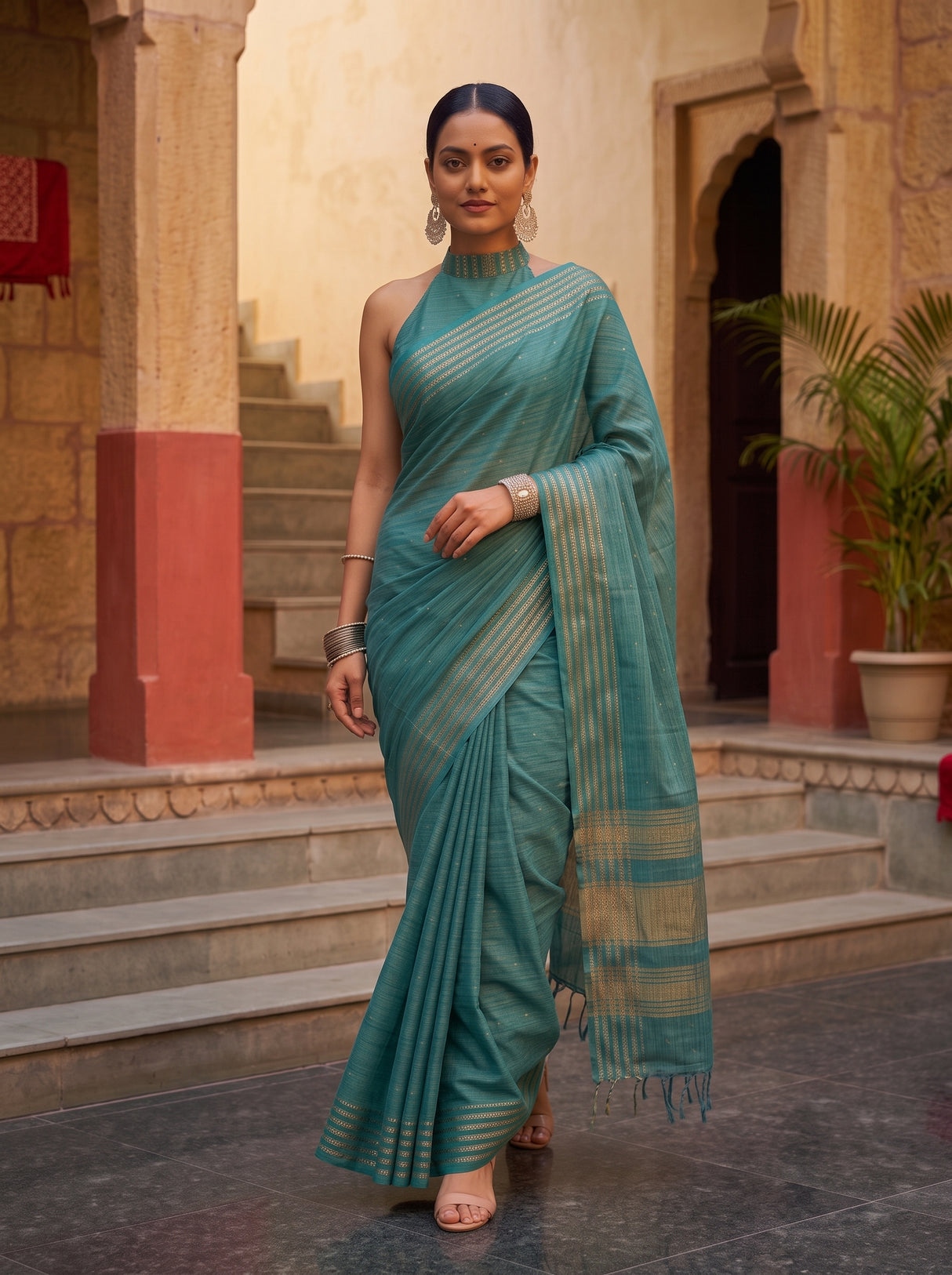 MIMOSA Sapphire Saree Saree — pose 6 styling detail