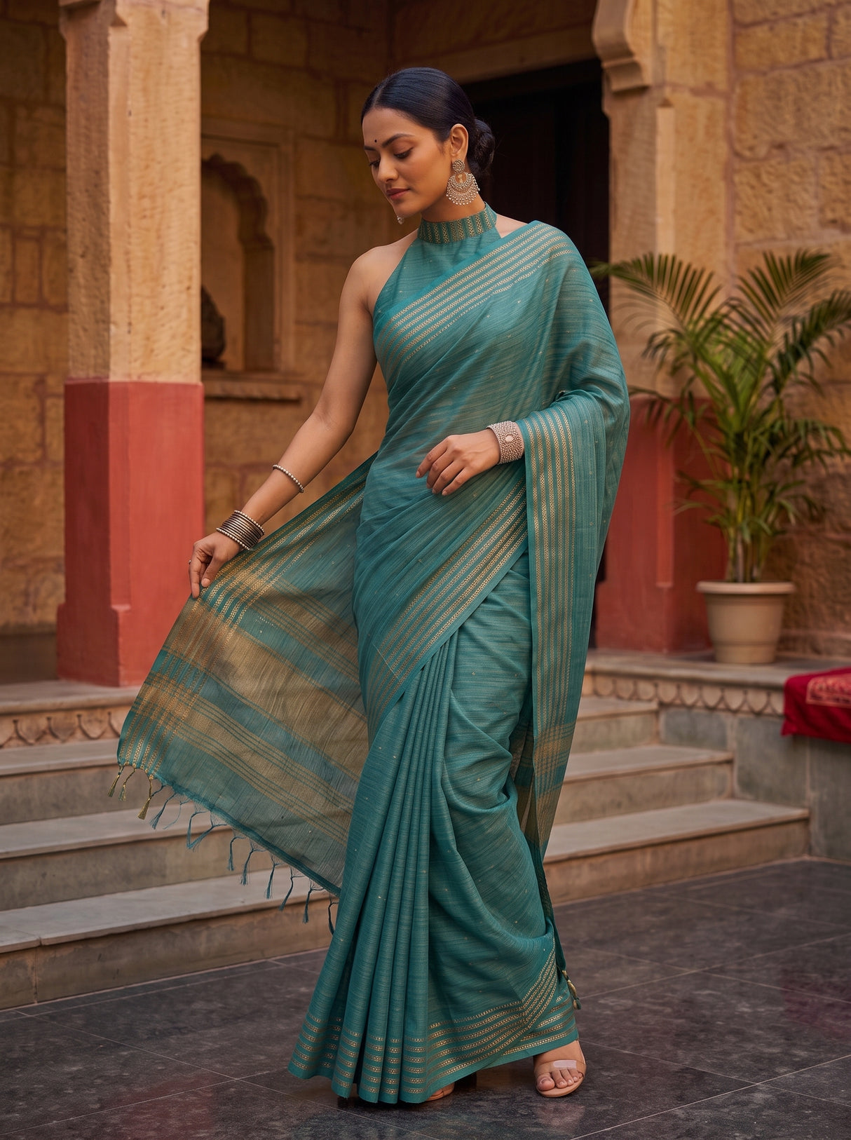 MIMOSA Sapphire Saree Saree — pose 9 styling detail