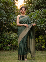 MIMOSA Bottle Green Saree Saree — pose 4 styling detail