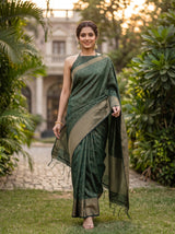 MIMOSA Bottle Green Saree Saree — pose 6 styling detail