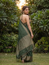 MIMOSA Bottle Green Saree Saree — pose 7 styling detail