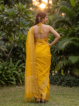 MIMOSA Gold Banarasi tusser Saree — Saree pallu and body shot