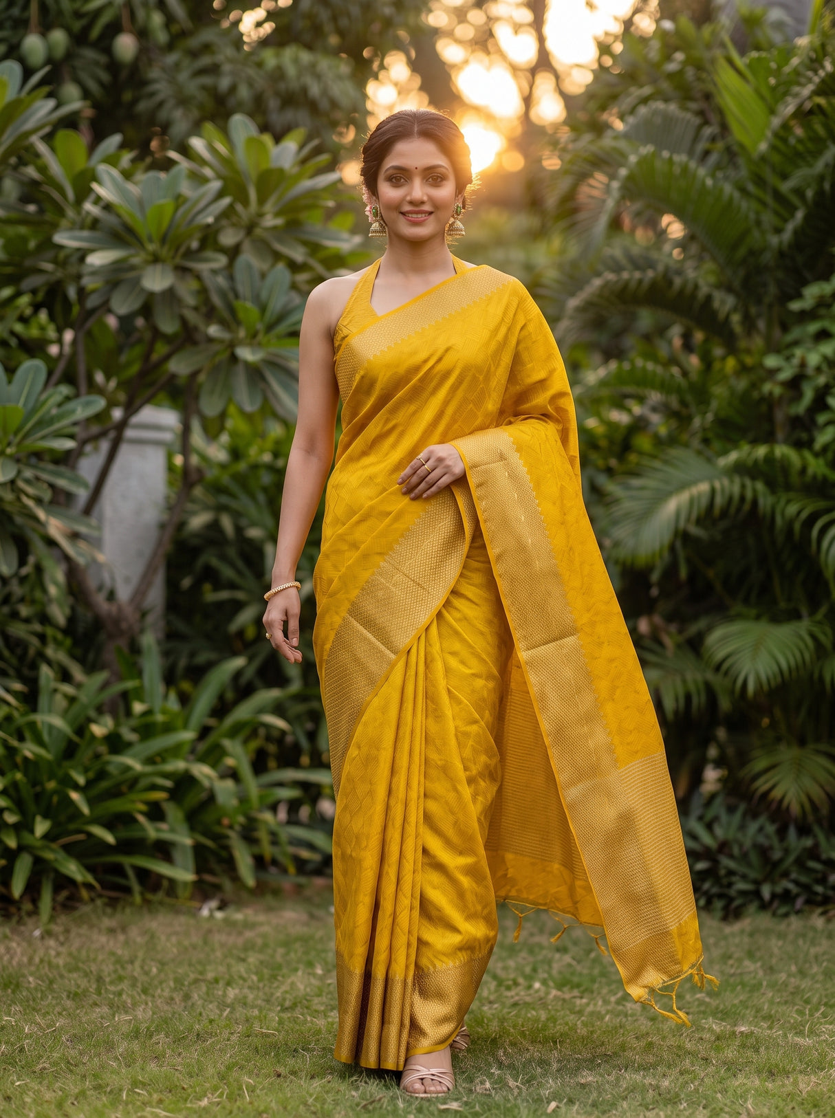 MIMOSA Gold Saree Saree — pose 6 styling detail