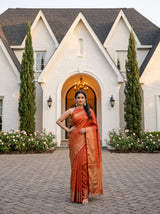 MIMOSA Orange Saree Saree — pose 4 styling detail