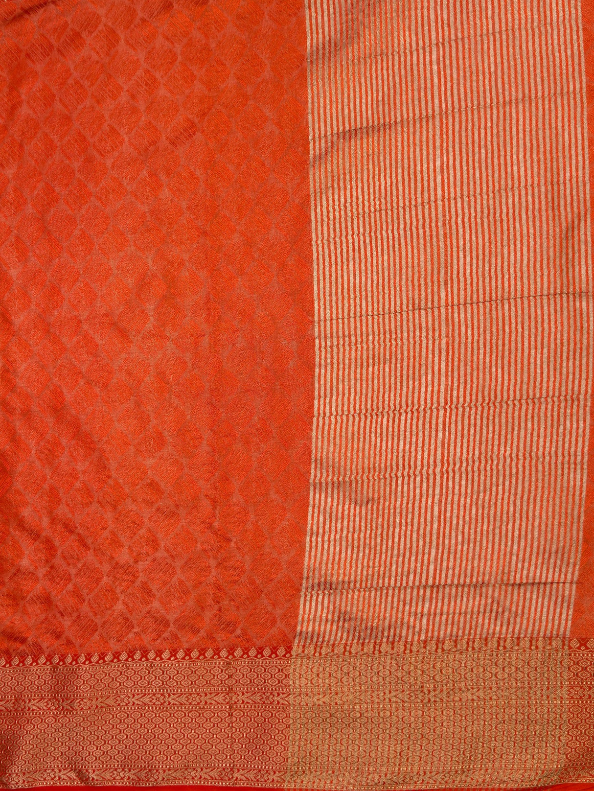 MIMOSA Orange Saree Saree — pallu and zari work detail