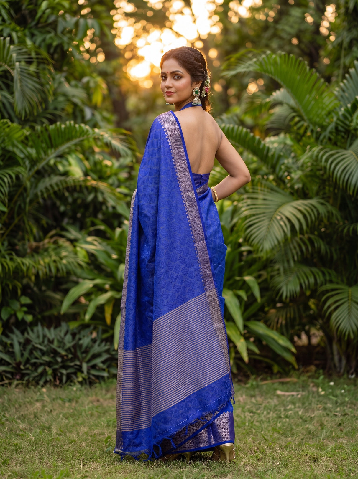 MIMOSA Royal Blue Saree Saree — pose 7 styling detail