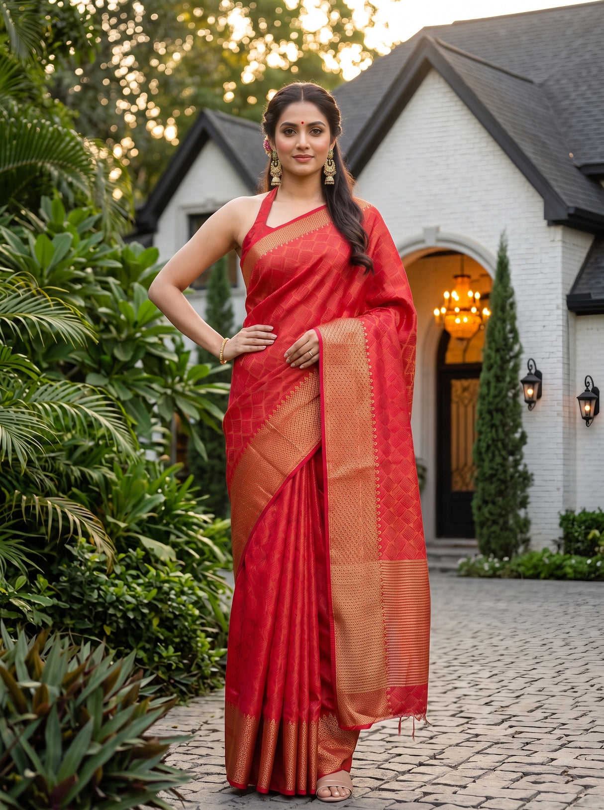 MIMOSA Strawberry Saree Saree — pose 4 styling detail